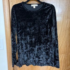 Michael Kors Black Crushed Velvet Top | M